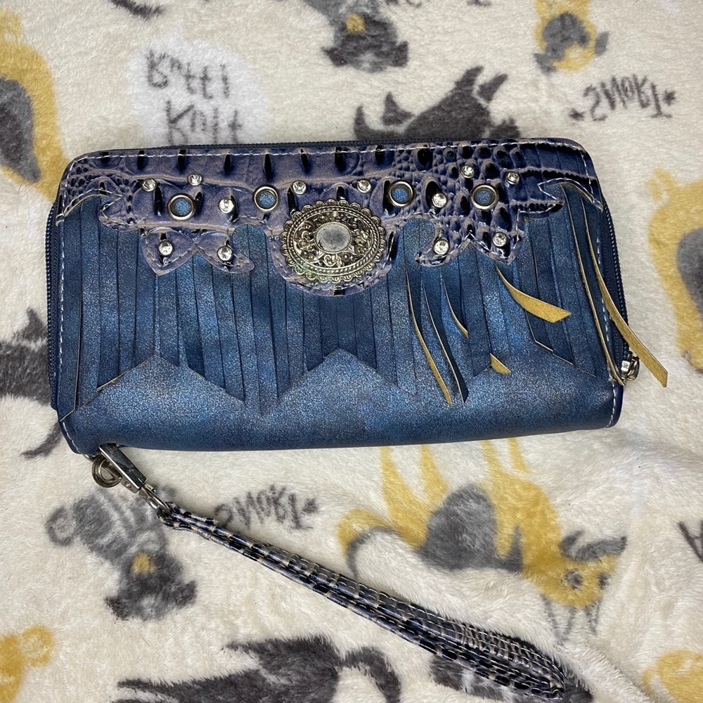Blue leather wallet